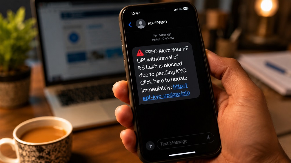 Fake EPFO Phishing Message Example