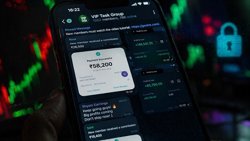 Smartphone showing a YouTube video and a WhatsApp message offering a job